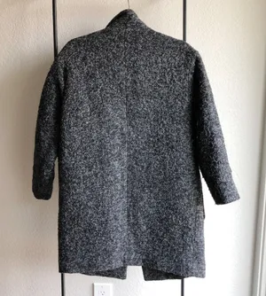 Charcoal Grey Textured Oversized Coat Gray thumbnail 2