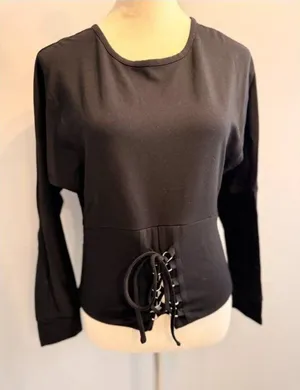 New Marc Bouwer Unlimited women's small black corset long sleeve top thumbnail 1