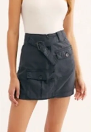 Free People Utility Cargo Mini Skirt Dark‎ Gray Belted Pockets Size 4 thumbnail 1
