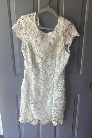 Lulu’s White Floral Lace Mini Dress thumbnail 1