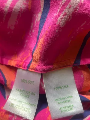 Lilly Pulitzer Elsa Plume Blume Flamingo Silk Long Sleeve Blouse Size Medium thumbnail 12