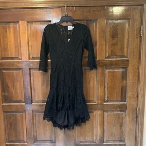 NWT Hello Molly Call It‎ Love Midi Dress Black Size Small 4 Lace High Low V Neck thumbnail 3