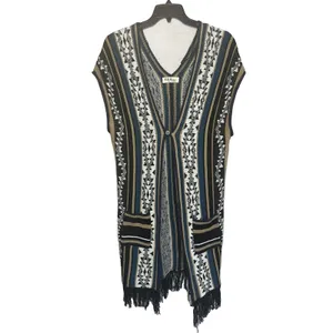 Sleeveless Kimono Overpiece Size Xs/S Fringed Aztec Western Festival Sweater thumbnail 2