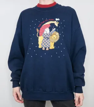 Vintage 90s Top Stitch by Morning Sun Noah’s Ark Quilted Embroidered Sweatshirt thumbnail 1