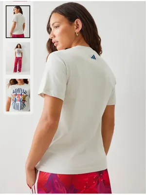 Adidas x Farm Rio Graphic T-Shirt, Women's Size M, NWT Talc Dark Marine thumbnail 4