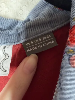 Anthropologie Building 13 Blue Red Floral Button Down Corduroy Top‎ thumbnail 4