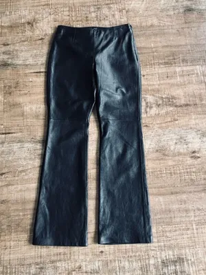 Moda International Black Leather Boot Cut Pants size 10 (15"W x 32" inseam) thumbnail 2