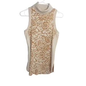 ANTHROPOLOGIE MEADOW RUE IVORY BLUSH SLEEVELESS TURTLENECK RIBBED TOP Sz S m thumbnail 8