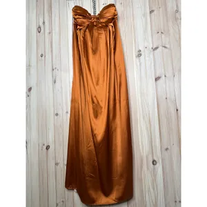 NWT Lulus Memorable Entrance Rust Orange Strapless Satin Maxi Dress Bridesmaid M thumbnail 2