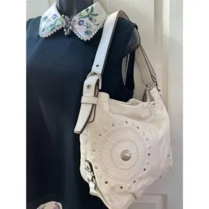 Coach Large White Leather Hobo Bag thumbnail 4