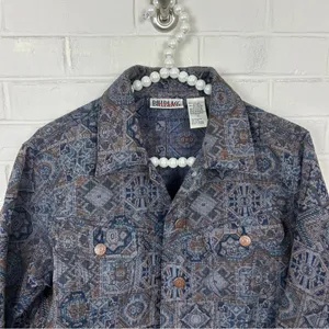 Vintage Bill Blass Patterned Tapestry Trucker Jacket Size M Blue Size M thumbnail 3