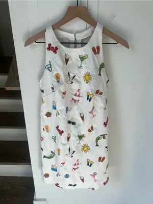 Anthropologie Maeve Sleeveless Beaded Shift Mini Dress in White NWT with Flaw thumbnail 4