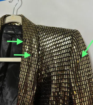 metallic gold blazer sequin wrap tuxedo dress thumbnail 5