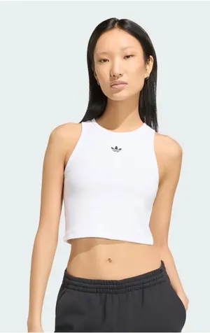Adidas ESSENTIALS RIB TANK TOP Cropped White Medium New thumbnail 1