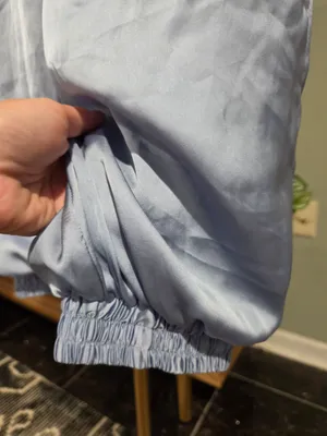 Zara Light Blue Satin Track Pants thumbnail 16