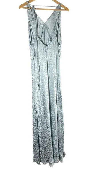 Topshop Heart Jacquard Satin Slip Maxi Dress Blue Size 14 thumbnail 2