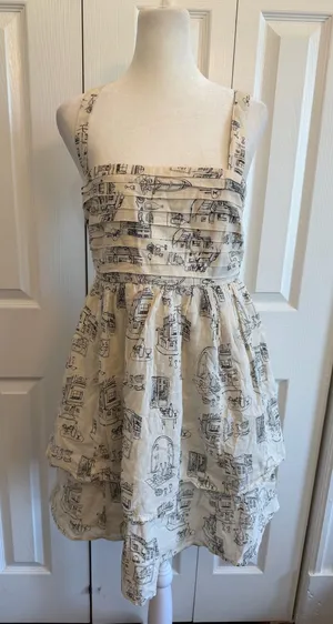 Abercrombie & Fitch Emerson Print Mini Dress White/Black Size Medium NWT thumbnail 1