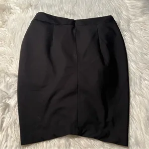 Black High Waisted Tulip Mini Skirt Draped Crossover Front Size Medium thumbnail 5