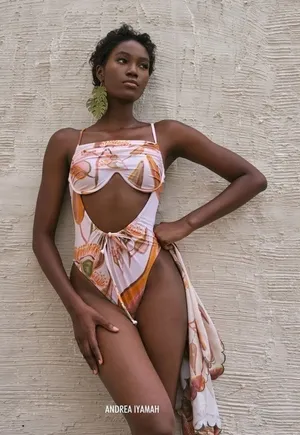 Andrea Iyamah Swimsuit Tiaca One-Piece Floral Cutout‎ Eucalyptus Small NWT thumbnail 1