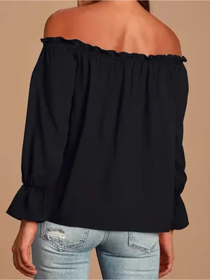 LULUS Women’s All in Good Fun Black Off-the-Shoulder Top Blouse Size Small thumbnail 2