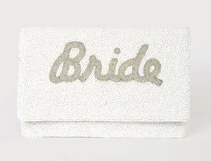 Lulus Bride Beaded Clutch Crossbody Bag White Silver thumbnail 1
