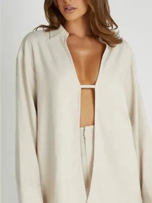 Meshki Tasha Oversized Linen Shirt - Natural - Size Small (NWOT) thumbnail 1