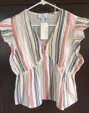 NWT EVEREVE Calla Gauze Flutter Sleeve Top Size Large thumbnail 1