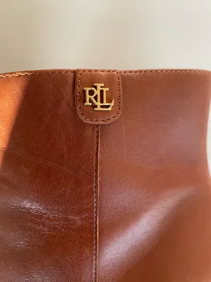 Lauren Ralph Lauren Shaley Calfskin Wedge Bootie Women's Size 8.5 B Brown thumbnail 4