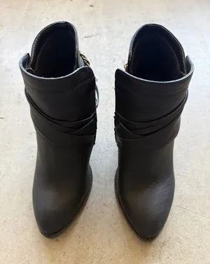 Black Ankle Boots with Wrap Detail thumbnail 1
