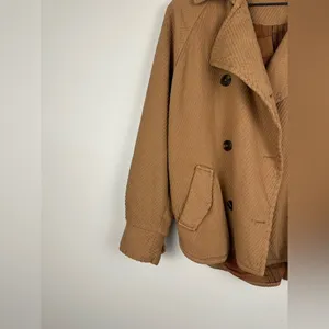 Free People Remi Brown Neutral Cord‎ Dolman Sleeve Utility Short Jacket Sz XS thumbnail 4