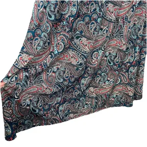 TALBOTS Teal‎ Paisley Stretch Shirred Blouson Midi Dress Size L Large Classic thumbnail 4