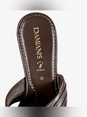 Damiani’s Italy Brown Leather Ruched Slide Heels Sandals Size 8 thumbnail 2