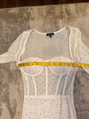 Top Chic White Embellished Mesh Bustier Bodycon Dress thumbnail 5