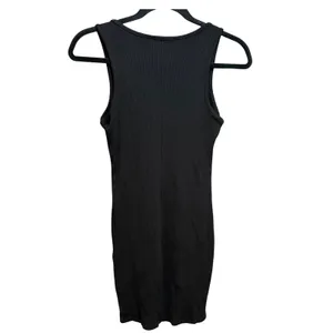 Lulus Black Ribbed‎ Notched Scoop Neck Bodycon Mini Dress Small thumbnail 2