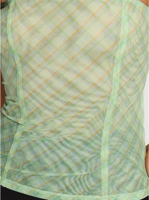 Princess Polly no comparison necktie strapless top green plaid thumbnail 2