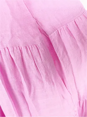 ENTRO Pink High Neck Tie Back Sleeveless Pockets Tiered Dress Small Boho Casual thumbnail 10