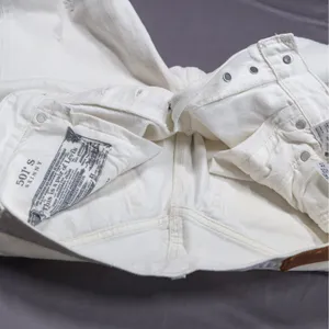 Levi's 501 Skinny Jeans‎ Women 28 White Distressed Button Fly High Rise Denim thumbnail 6