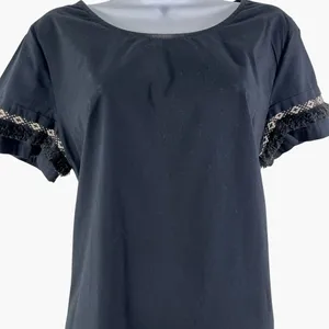 Coercion London Womens Black Shift Dress Boho Fringe Tassel Trim Gold Zipper 10 thumbnail 4