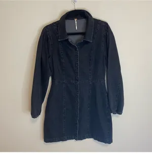 Free People Mia denim mini dress Sz L thumbnail 3