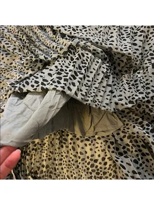 Abercrombie & Fitch Leopard Print Flowy Pleated Midi Maxi Skirt Green Black XS thumbnail 5