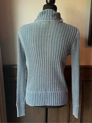 Calvin Klein green striped Ribbed Turtleneck Sweater small thumbnail 4