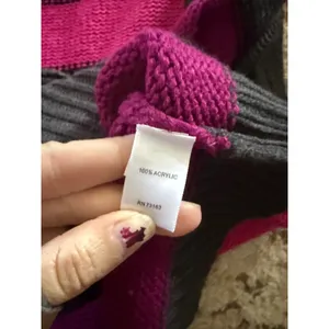 Spense Knits Womens Striped Sweater Pink Magenta Grey Y2K Emo Grunge Large thumbnail 5