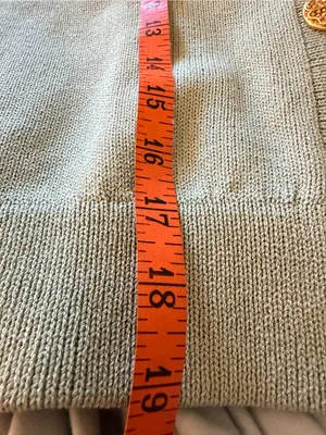 Vintage St. Andrew Sage Green V-Neck Cardigan Sweater with Gold Buttons thumbnail 6