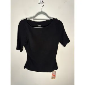 OGL Move Black Size S Short Sleeve Boatneck Built-in Bra Brami Top New thumbnail 7