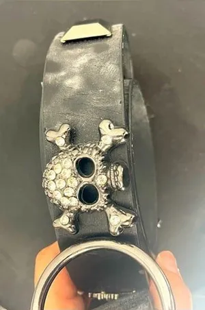Woman's skull hot topic black and silver belt size XL‎ thumbnail 1