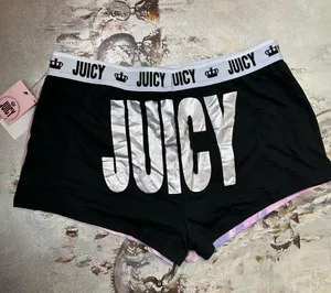 Juicy Couture | 2 Set Shorts Black & Lilac Swirl NWT Size M thumbnail 7
