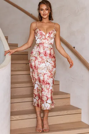 [Selfie Leslie] Lake Como Abstract Rose Floral Print Cami Midi Dress NWT Size XL thumbnail 1