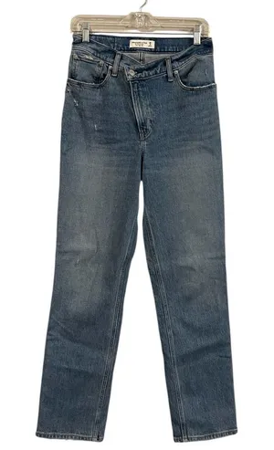 Abercrombie & Fitch The 90’s Straight Ultra High Rise Criss Cross Jeans 28/6R thumbnail 1