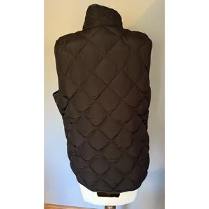 Woolrich Duck Down Puffer Vest Women Sz LG Black Quilted Mock‎ Neck Pockets Zip thumbnail 2