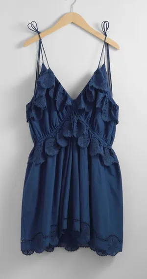 & OTHER STORIES Embroidered Strappy Mini Dress thumbnail 1